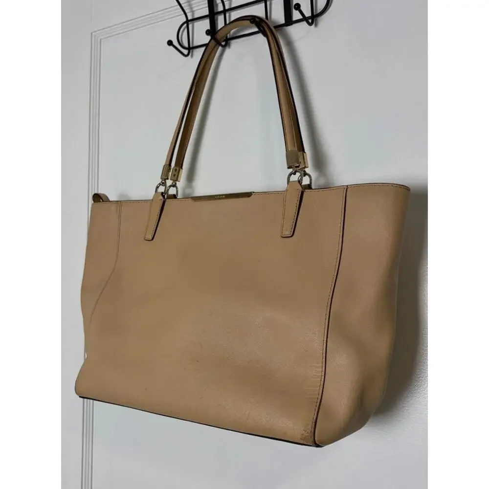 Coach Madison Tan Beige Leather Zip Top Tote Bag 29002